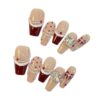 10pcs Pure Handmade Coffin Shaped Fake Nail Reddish Brown Pearl Press On Nails Suitable For Women To Use Manicure Kit(X-Small)