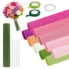 10 Rolls Crepe Paper for Hand Flowers with Wire and Floral Making Set for Flowers Floral Arrangements Hand Crepe Paper Set