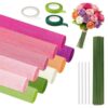 10 Rolls Crepe Paper Rolls Floral Making Set for Flowers with Full Accessories Including Wire and Tape Hand Crepe Paper Flowers Set