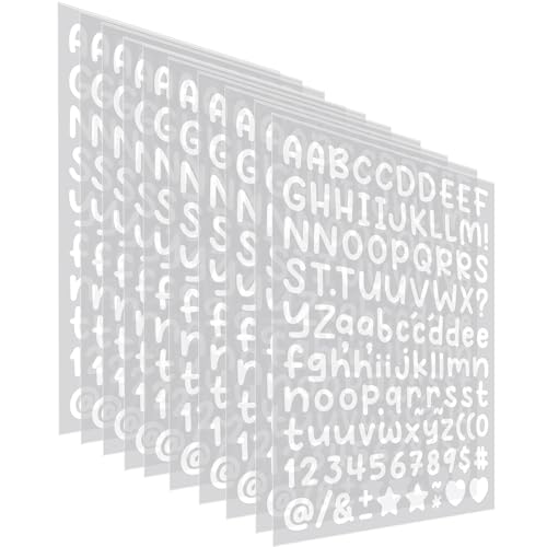 10 Sheets 0.5 Inch Alphabet Stickers, 1120Self-Adhesive Letters and Numbers for Scrapbooking, Journals, DIY Planners, Bullet Journals, Stickers for Cups, Laptops, School Supplies, Textbooks(White)