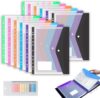 11-Hole Expanding File Pockets, 3 Ring Binder Pockets & Plastic Envelopes with Snap Closure for Organization (12, Landscape)