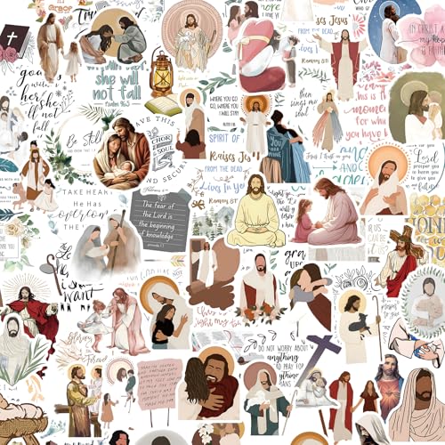110PCS Jesus Christian Bible Verse Stickers, Waterproof Vinyl Religious Faith Inspirational Decals for Water Bottles, Laptops, Journals, Scrapbooks, Bibles, Christian Gifts for Women Men
