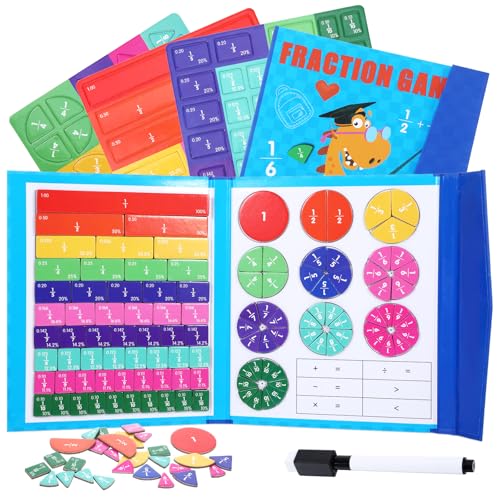 110 Pcs Magnetic Fraction Puzzle, Magnetic Fraction Tiles & Circles, Classroom Supplies for Teachers Elementary for Homeschooling Elementary School Early Math Skills