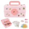 11.4 Inches 3 Layer Plastic Craft Organizers and Storage,Hair Accessories Organizer for Girls,Portable Folding Tackle Box with Handle,Lock for Sewing, Art Supplies, Medicine