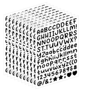 1180 Pcs Letter & Number Stickers – 10 Sheets 0.5 Inch Vinyl Self-Adhesive Small Alphabet Numbers, Perfect for Poster, Bulletin Boards, Windows, Doors, Mailboxes, Crafts, Classroom & Home Decor Black