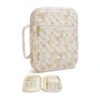11.8 x 9.1 x 11.8 Inch Quilted Cotton Storage Cube with Zipper and Handle, Portable Organizer Tote for Books, Travel Essentials, and Closet Shelving (1 Count)