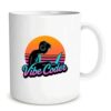 11 Ounces Vibe Coder Retro Laptop Headphones Mug Ceramics, Vintage Modern Mugs for Drink coffee, Suitable for Office, Dorm Room, Neon Coding Art Sunset Graphic (white,11)