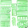 11PCS Geometric Drawings Templates, Drafting Stencils Measuring Tools, Engineering Design Ruler Set with French Curve, Circle and Ellipse Template, Suitable for School, Office and Art Creation(Green)