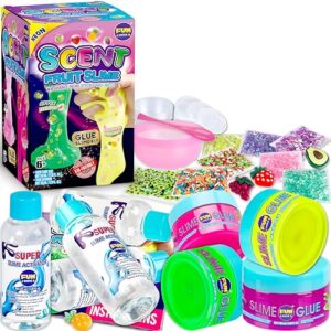 1:1 Scented Fruit Glue Slime Kit for Kids, FunKidz Neon Slime Making Kit for Girls Ages 6-12 Activities Craft Gifts Includes Color Glue and Super Clear Slime Activator to Make Slime Toys