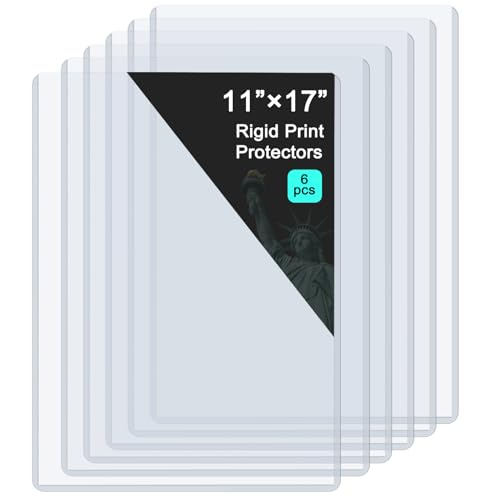 11" x 17" Rigid Print Protectors, Rigid Sheet Protectors - Durable PVC Document Protectors, Plastic Sleeves for Photos, Prints, and Menu Covers Document Holder Birth Certificate Protector, 6 Pack