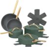 12-Piece Ceramic Nonstick Cookware Set, Pots and Pans with Strainer Lids, Thyme Green