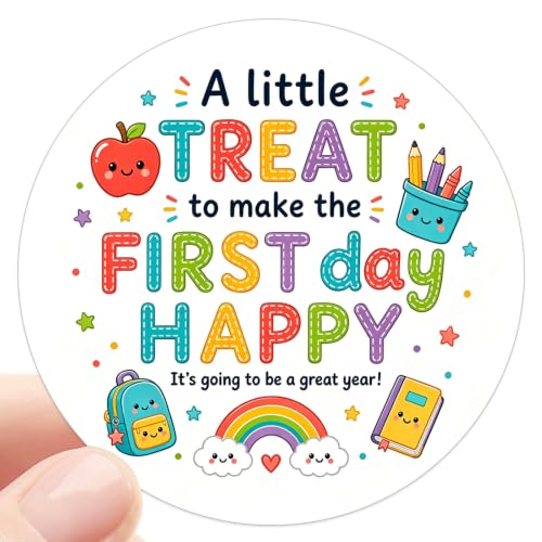 120 PCS Back to School Stickers for Students Teachers Classroom, Round First Day of School Treat Labels for Welcome Bags, Pre-K Kindergarten School Supplies 1.8 Inch