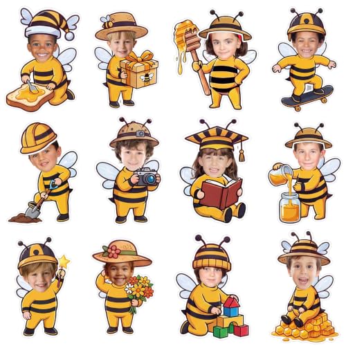 120pcs Bee Theme Cutouts Honey Bee Bulletin Board Decorations Back to School Honeybee Paper Cut-Outs Classroom Decor for Boy Girl Classroom DIY Craft Photo Kindergarten Preschool Wall Door Supplies