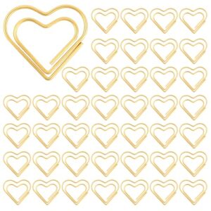 120 Pcs Cute Gold Heart Paper Clips, Love Heart Shape Mini Stainless Steel Clips Small Binder Paperclips Decorative Fancy Bookmark Supplies for Wedding Decor Office School Crafts Document Organizing