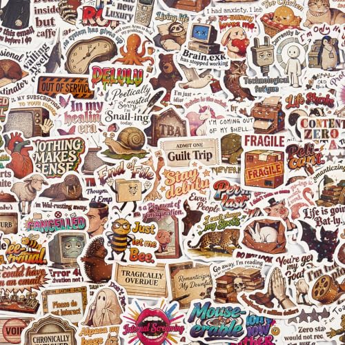 120 Pcs Funny Animal Pun Stickers for Adults, Sarcastic Dark Humor Vinyl Decals, Self-Deprecating Meme Stickers for Water Bottles, Laptops, Journals, Gag Gifts for Coworkers and Introverts