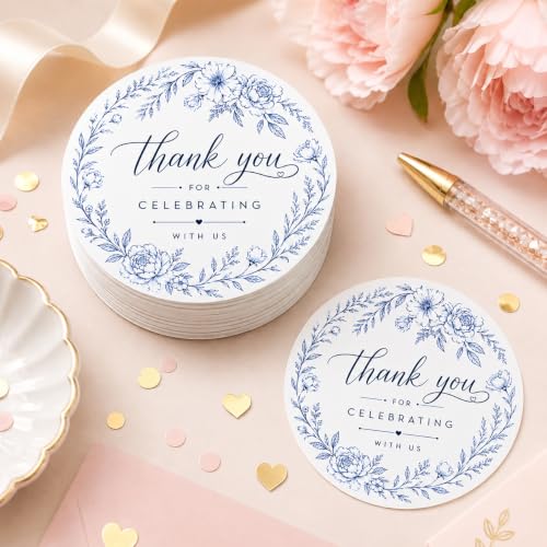 120 PCS Thank You for Celebrating with Me Stickers, Minimalist Black and White Party Favor Labels, Self Adhesive Gift Seals for Treat Bags, Envelopes, Cards, Birthday Party Supplies (Thank You 3)
