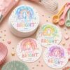 120 PCS Thank You for Making My Birthday So Bright Stickers, Rainbow Birthday Party Favor Labels, Self Adhesive Gift Seals for Treat Bags, Envelopes, Cards, Party Supplies