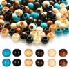 120Pcs Wooden Beads for Crafts, BetterJonny Round Large Hole Natural Wooden Beads, Hair Braid Beads, Vintage Wooden Spacer Beads for Macrame Bracelet DIY Craft Handmade Decor (6 Colors)