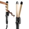 1.25 Inch Curling Wand, Adjustable Temp Up to 450°F, Dual Voltage Travel 2 in 1 Curler & Straightener, Anti-Tangle Tourmaline Hair Curling Iron for All Hair Types