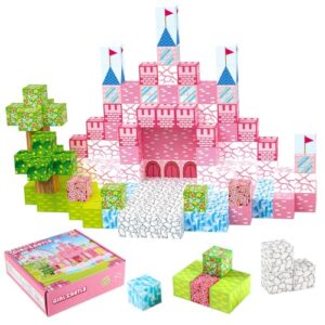 128PCS Magnetic Blocks Building Toys - 1" Magnet Cubes, Build Princess Castle, Magnetic Tiles Building Blocks, STEM Innovation Toys, Ideal Gifts for Christmas Birthday for Kids Age 3 4 5 6 7 8 9 10