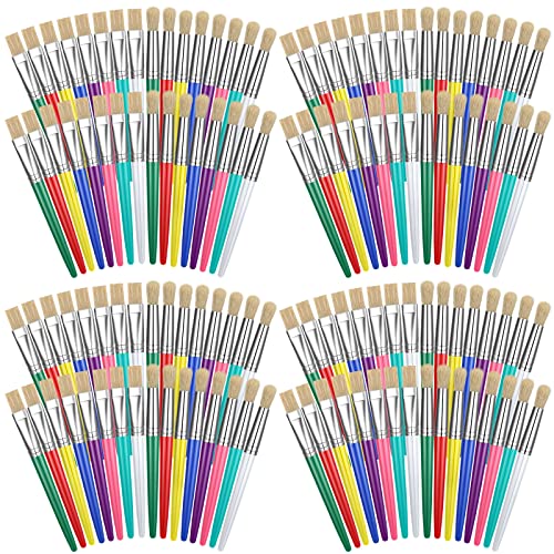128 Pcs Paint Brushes for Kids Paint Brushes Bulk Toddler Children Paint Brush Set Large Chubby Paintbrushes Flat and Round Paint Brush for Washable Paint Acrylic Paint Preschool Art Supplies Craft