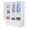 12 Cubes Storage Organizer,Portable Closet Wardrobe,Plastic Clothes Storage Shelves,Modular Bookcase Closet Cabinet,with Doors,for Kitchen, Bedroom, Playroom, Living Room, Office, Dorm (White)