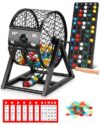 12" Deluxe Bingo Game Set with Cage, Board, Balls, 30 Cards and Chips(Grey)