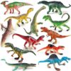 12 Dinosaur Toys for Kids, Plastic Animal Figurines Portable Dinosaur Figures Playset Montessori Toy Educational Game for Homeschool Preschool Toddler Kids