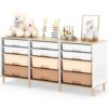 12 Drawers Storage Cabinet with Wooden Top and Plastic Bins, Toy Storage Organizer Toy Shelf Storage Chest Cubby Organizer for Home, Office, Playroom, Classroom & Craft Room Storage(Warm Apricot)