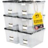 12 Gallon Heavy Duty Plastic Storage Tote with Flip Lid 21.5"×15.25"× 12.5"
