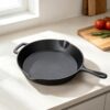 12 Inch Black Cast Iron Skillet with Helper Pour Spout