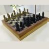 12 Inch Wooden Chess Set | Handmade Folding Chess Board with Stone Pieces | Strategy Board Game for Kids & Adults | Travel, Family Game & Gift