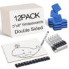 12 Pack 5"x8" Portable Mini White Board for Students,Personal Small Whiteboard,Lightweight Double Sided Dry Erase Board for Students Classroom,Individual Lapboards for Teaching with Erasers and Marker