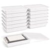 12 Pack Flat Storage Paper Tray with Clear Latching Lid Letter Size Organizer Bin Tray Plastic Latching File Organizer for Classroom Library School Office Teacher Desktop Book Organization (White)