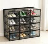 12 Pack Flip Cover Storage Organizer, Clear Multi-Grid Storage Box for Shoe