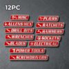 12 Pack Magnetic Toolbox Labels, Extremely Strong Suction Power, Suitable for Toolbox Trolleys, Drawers, Cabinets, Reusable Labels