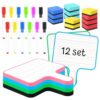 12 Pack Small Dry Erase Boards with Handle 8"x10" Double Sided Handheld Whiteboard Bulk with Markers Erasers for Classroom Home Office