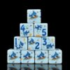 12 PCS 16MM Whimsical Surfing Shark Illustrated D6 Dice, White Acrylic Six-Sided Gaming Dice, Ocean Themed Tabletop Accessory Ocean Fan Summer Birthday Gift