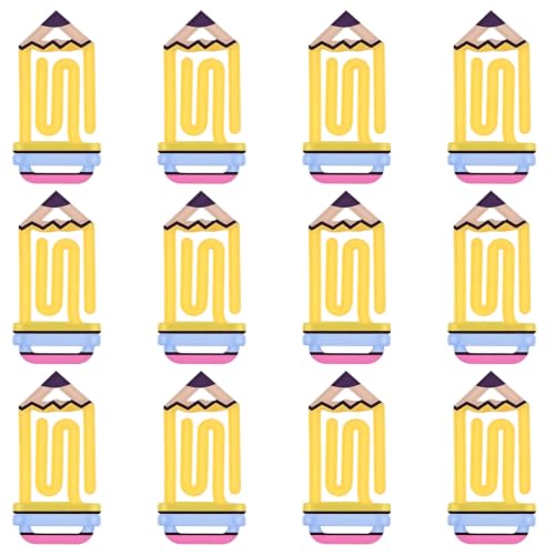 12 Pcs Acrylic Pencil Paper Clips, 4 Inch/10.16 cm Jumbo Pencil Shape, Cute Teacher Appreciation Present, Multicolor Office Home Paper Organizing, Colorful Acrylic Clips for School and Files