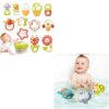 12PCS Baby Rattles Toys Set with Storage Case, Baby Bath Toys, Swimming Turtle Duck Penguin