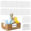 12pcs Basket Labels Clip On for Storage Bins, Removable PVC Labels for Baskets with Holders,9 * 6.4cm(White)
