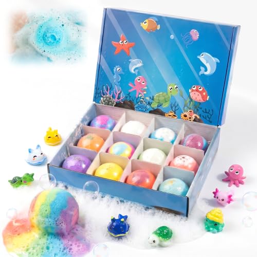 12Pcs Bath Bombs with Toys Inside for Adult, 2026 New Bath Bombs with Surprise Inside for Halloween, Moisturize Dry Skin, Handmade Birthday Mothers Day Gifts idea for Her/Him, Wife, Girlfriend