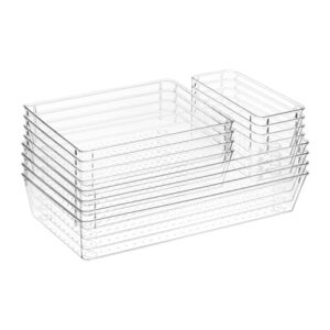 12 Pcs Clear Plastic Drawer Storage Organizer 12"x 6"x2" 9"x6"x2" 6"x3"x2"