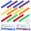 12 Pcs Color Classroom Desk Name Plates Holder, Name Tag Holders for Desks Classroom Student Index Cards Storage, Desk Accessories Desktop Helper Station Guard Panels Organizer (Rainbow Colors)