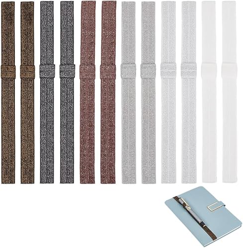 12PCS Elastic Book Bands Pen Loops, 6 Colors Glitter Notebook Straps, 2026 Upgraded Stretchy Closure Ties for Office, Travel, School, Journals, Textbooks, Planners, Stationery Organizer.