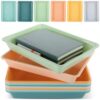 12 Pcs Flat Paper Storage Bins Colored Plastic Stackable Letter Size Flat Trays File Organizer Bin for Home Classroom Office School Teacher Home Arts Crafts Books Organization 13x10x2in (Morandi)