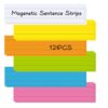 12Pcs Magnetic Sentence Strips for Teacher Supplies, 3” x 12” Ruled Word Magnetic Dry Erase Strips for Writing Words Classroom Learning Tool for Office School (6 Colors)