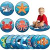 12pcs Marine Life Carpet Circle Seats for Classroom Decor 16 Inch Marine Life Rug Composition Notebook Classroom Rug Pastel Floor Mat Non Slip Floor Cushions for Preschool Kindergarten Daycare