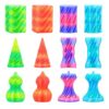 12Pcs Mini Spiral Cone Pyramid Fidget Toy, 3D Printed Impossible Cone Passthrough, Mini Vortex Thread Illusion Desk Deco, Anxiety & Stress Relief, Gift for Adults & Kids (Aurora Mix-12 PCS)