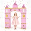 12 Pcs Pink Princess Cardboard Castle Playhouse - 53" x 65" Large DIY Foldable Castle Backdrop for Girls Birthday Party Decorations, Giant Photo Booth Prop for Baby Shower